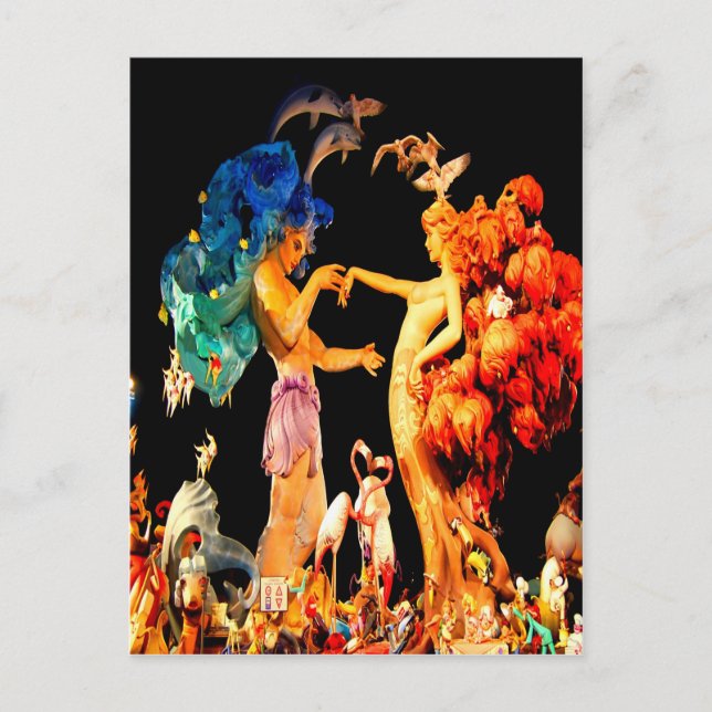 Postal nou del falla de Valencia España campanar (Anverso)