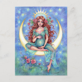 Postal Nova Postcard Recién nacido Moon Mother