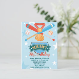 Postal Novato del Año Béisbol 1er Cumpleaños