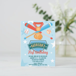 Postal Novato del Año Béisbol 1er Cumpleaños