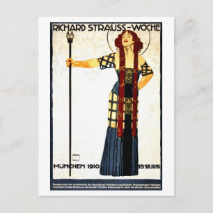 Postal Noveau de arte de época concierto de Richard Strau
