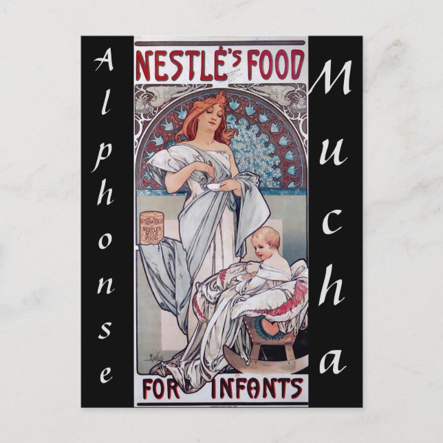 Postal Noveau de arte, Nestle baby food de Alphonse Mucha (Anverso)