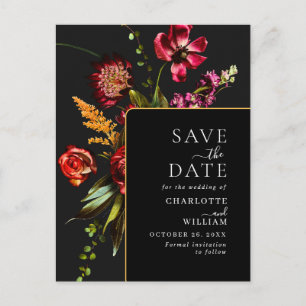 Postal Noveau Flowers Wedding Save the Date QR Code