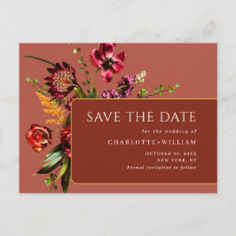 Postal Noveau Flowers Wedding Save the Date QR Code