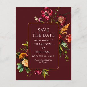 Postal Noveau Flowers Wedding Save the Date QR Code