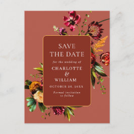 Postal Noveau Flowers Wedding Save the Date QR Code