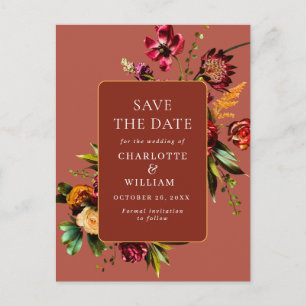Postal Noveau Flowers Wedding Save the Date QR Code
