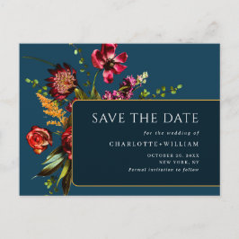 Postal Noveau Flowers Wedding Save the Date QR Code