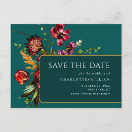 Postal Noveau Flowers Wedding Save the Date QR Code