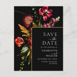 Postal Noveau Flowers Wedding Save the Date QR Code