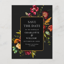 Postal Noveau Flowers Wedding Save the Date QR Code