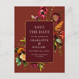 Postal Noveau Flowers Wedding Save the Date QR Code