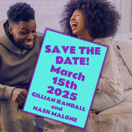 Postal Novecientos púrpura en el Verde azulado Boda Save-