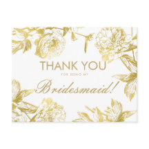 Novedosa Bridesmaid Floral Sencilla de Oro Gracias