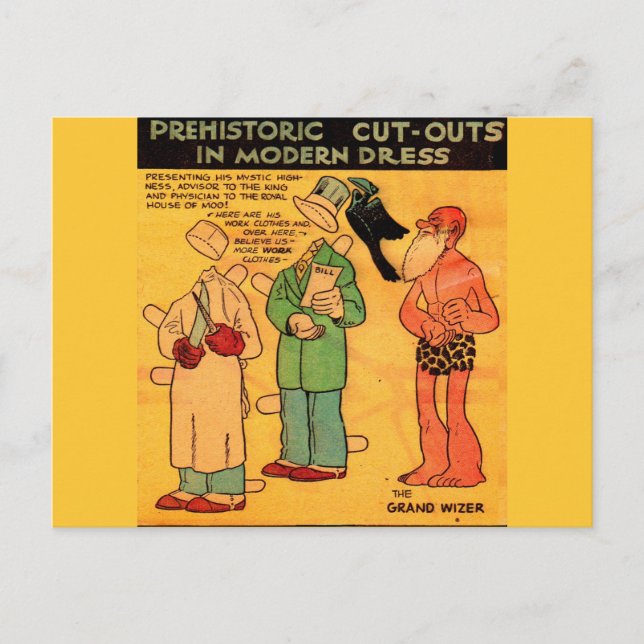 Postal Novelas de la década de 1930 muñeco hombre de cave (Anverso)