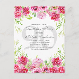 Postal Novena fiesta de cumpleaños de mujeres florales de