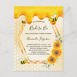 Postal Novia a Bee dulce miel gotea en la ducha de novia