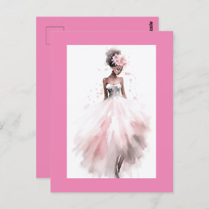 Postal Novia Boda afroamericana romántica