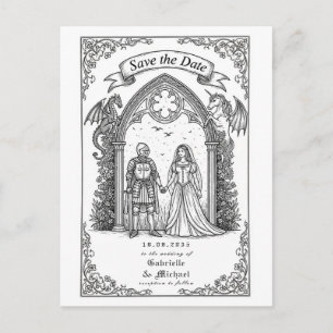 Postal Novia Caballero Gótico Medieval Save The Date