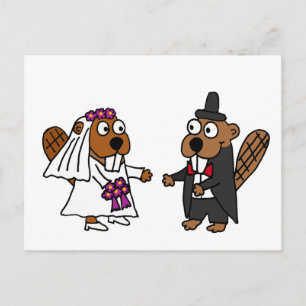 Postal Novia castor divertida y Boda Groom