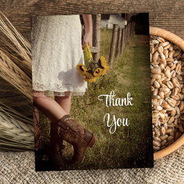 Postal Novia, Cowboy Boots, Sunflowers Boda Gracias