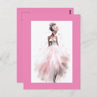 Postal Novia de boda afroamericana romántica