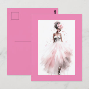 Postal Novia de boda romántica afroamericana