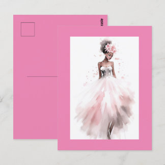 Postal Novia de boda romántica afroamericana