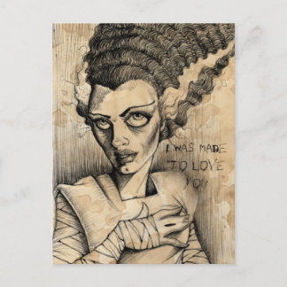 Postal Novia de Frankenstein hecha para amarte