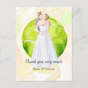 Postal Novia de tenis y novio en pista de tenis para Boda