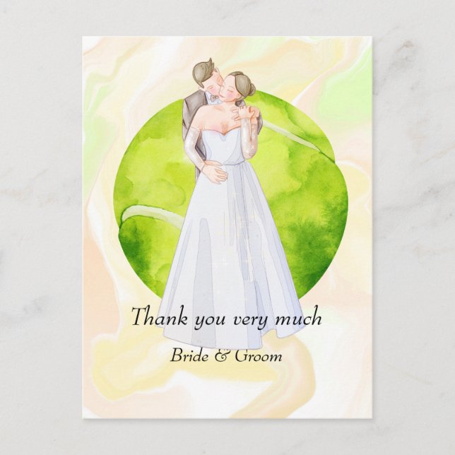 Postal Novia de tenis y novio en pista de tenis para Boda (Anverso)