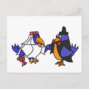 Postal Novia divertida de Bluebirds y Boda Groom