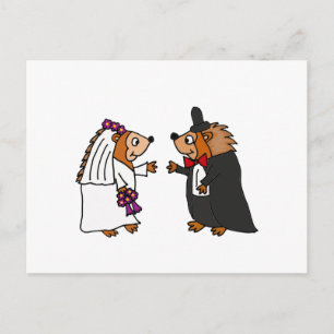 Postal Novia divertida y arte Boda Groom Hedgehog