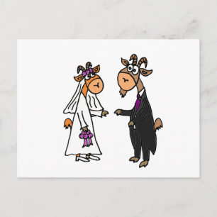 Postal Novia divertida y Boda de Groom Goat