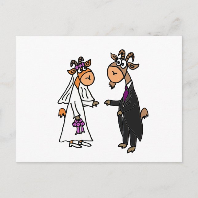 Postal Novia divertida y Boda de Groom Goat (Anverso)