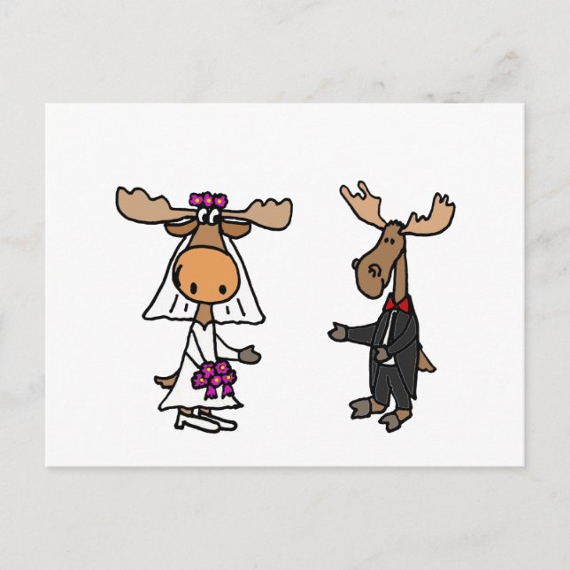 Postal Novia divertida y Boda de Groom Moose (Anverso)