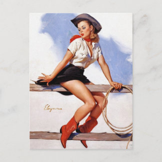 Postal Novia en un alambre