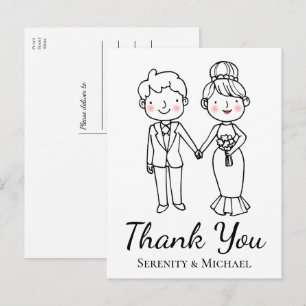 Postal Novia Novio Dibujos Animados Agradecimiento Capric