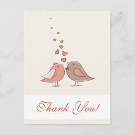 Postal Novia Retro y Aves de Agradecimiento para Novios