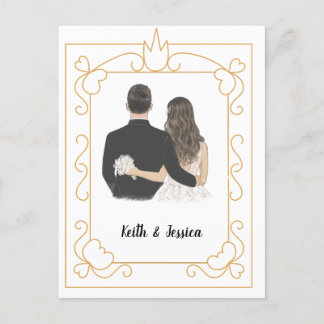 Postal Novia simple y Boda de Groom