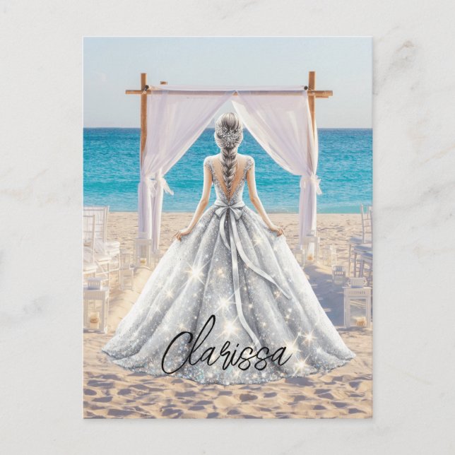 Postal Novia Wedding Day Beach Wedding Fancy Gown Bridal (Anverso)