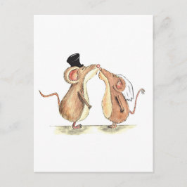 Postal Novia y Groom - Besando ratones - Regalo para Boda