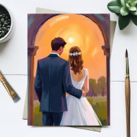 Novia y Novio de Acuarela en Boda Feliz para Siemp