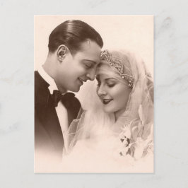 Postal Novia y novio de la boda del vintage