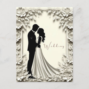 Postal Novia y Novio se Abrazan Decoración de Boda