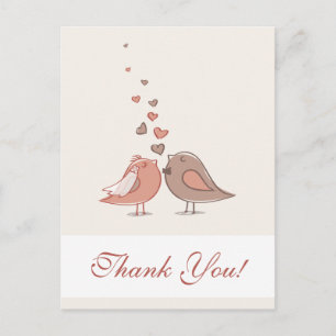 Postal Novias retro y aves maduras gracias