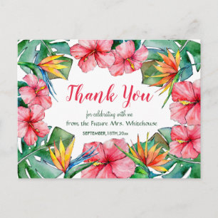 Postal Novias tropicales de Hibiscus en Hawái Gracias