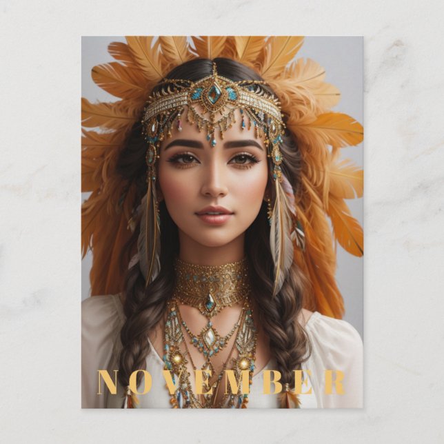 Postal *~* NOVIEMBRE Golden Topaz AP53 Boho Birthstone (Anverso)