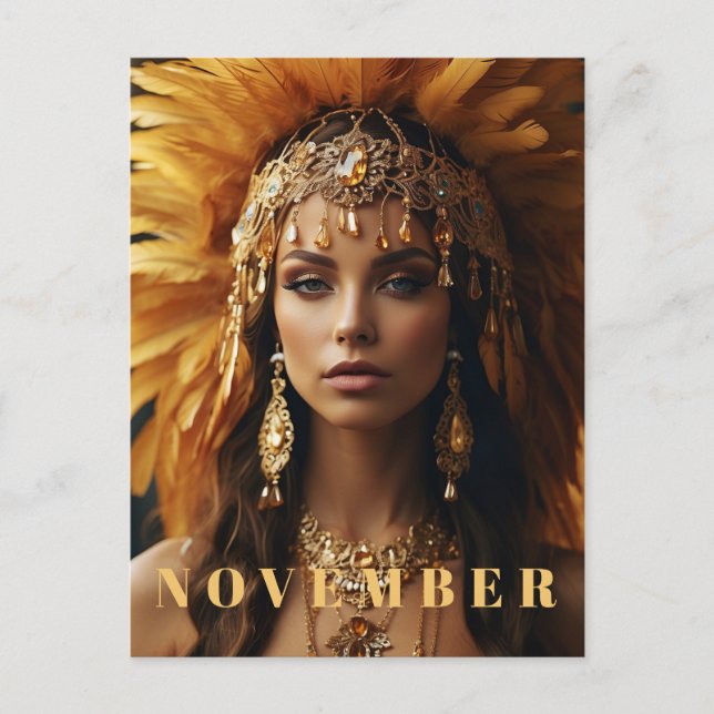 Postal *~* NOVIEMBRE Headdress Topaz Birthstone AP53 Boho (Anverso)