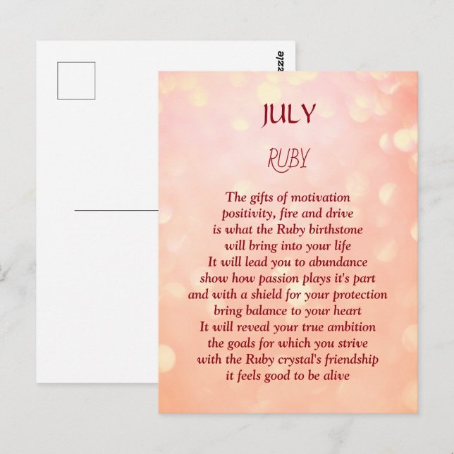 Postal Novio de cumpleaños de julio Ruby (Anverso / Reverso)